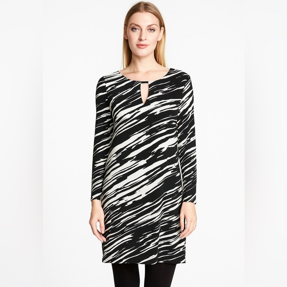 Trina Turk Dress‎ Women's Size 6 Knee Length Stripes Black White Party